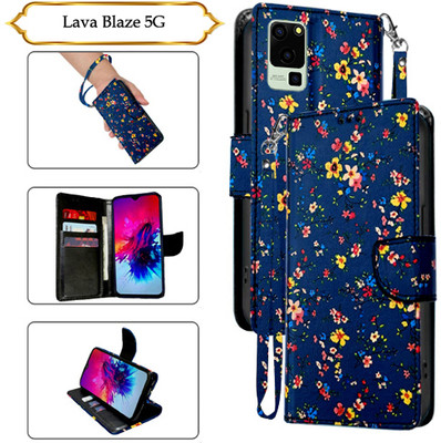 Asmart Flip Cover for Lava Blaze 5G(Blue, Pack of: 1)
