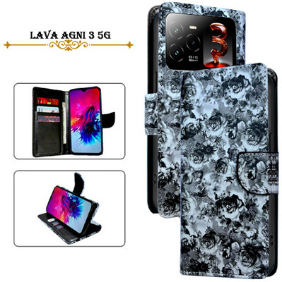 Asmart Flip Cover for Lava Agni 3 5G(Black, Pack of: 1)