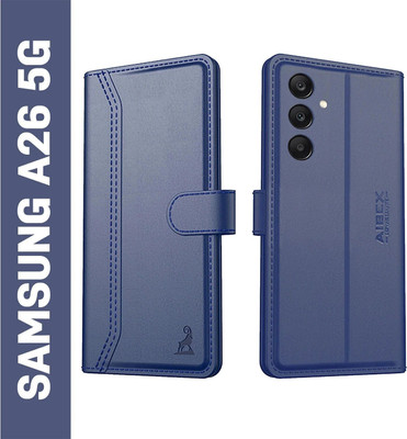 AIBEX Flip Cover for Samsung F17 5G / Samsung A17 5G / Samsung A26 5G |Premium Leather Finish |Magnetic Closure(Blue, Magnetic Case, Pack of: 1)