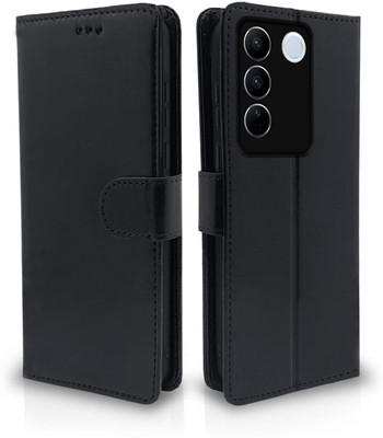 Juberous Flip Cover for Vivo V27 5G, Vivo V27 Pro 5G(Black, Cases with Holder, Pack of: 1)