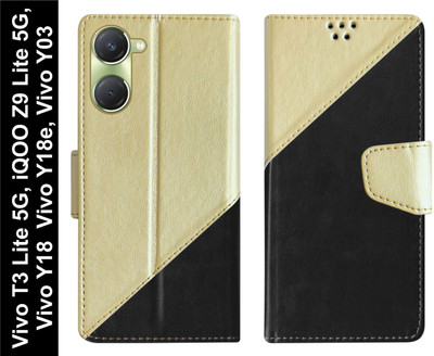 SBMS Flip Cover for Vivo Y18 / Vivo Y18e / Vivo Y03 / Vivo T3 Lite 5G / iQOO Z9 Lite 5G Back Cover Case(Black, Shock Proof, Pack of: 1)