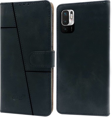 NIMMIKA ENTERPRISES Flip Cover for Mi Redmi Note 10T 5G(Premium leather material | 360-degree protection | Stand function)(Black, Dual Protection, Pack of: 1)