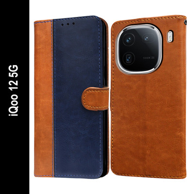 Casotec Flip Cover for iQOO 12 5G(Blue, Pack of: 1)