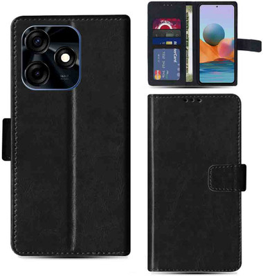 Kalua Mall Flip Cover for Tecno Spark 10C pouch cover | Tecno KI5k pouch cover | Black(Black, Magnetic Case, Pack of: 1)