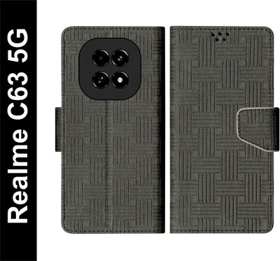 SBMS Flip Cover for Realme C63 5G Back Cover Case with Magnatic Closure | Card & Money Pocket(Black, Shock Proof, Pack of: 1)