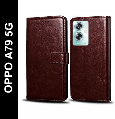 Cockcrow Flip Cover for OPPO A79 5G(Brown, Shock Proof, Pack of: 1)