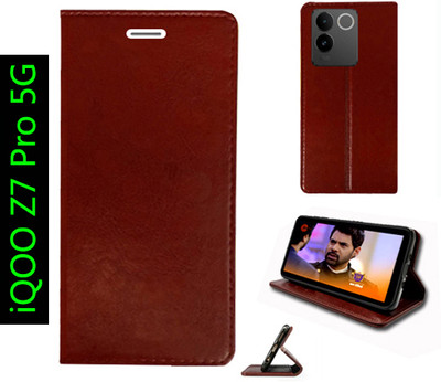 Toklot Flip Cover for iQOO Z7 Pro 5G(Brown, Pack of: 1)