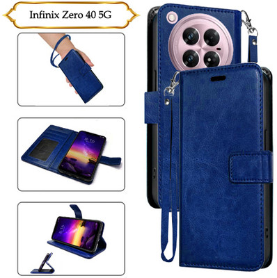 Asmart Flip Cover for Infinix Zero 40 5G(Blue, Pack of: 1)