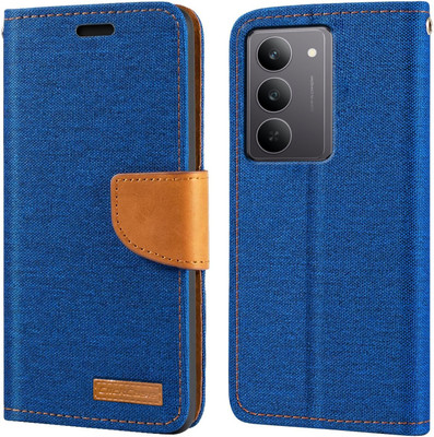 Perkie Flip Cover for realme 14x 5G(Blue, Dual Protection)