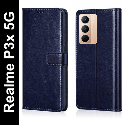 Flocculent Flip Cover for Realme P3x 5G, Realme Narzo 80x 5G(Blue, Shock Proof, Pack of: 1)