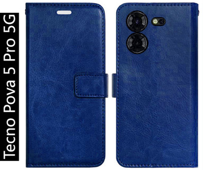 Toklot Flip Cover for Tecno Pova 5 Pro 5G(Blue, Pack of: 1)