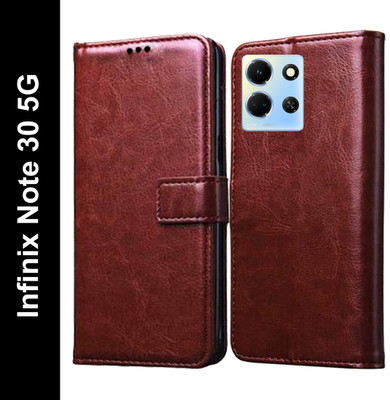 Cockcrow Flip Cover for Infinix Note 30 5G(Brown, Shock Proof, Pack of: 1)