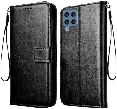 SUCH Flip Cover for Samsung Galaxy A22 leather flip (Black, Shock Proof, Pack of: 1)(Black, Cases with Holder)