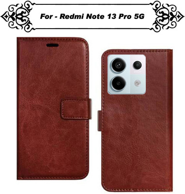 Asmart Flip Cover for Redmi Note 13 Pro 5G(Brown, Pack of: 1)
