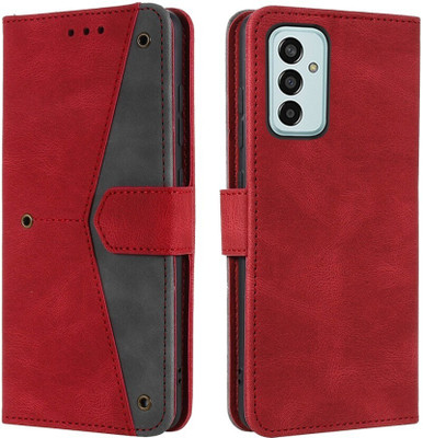 Aarov Flip Cover for Samsung Galaxy M13 4G(Red, Dual Protection)