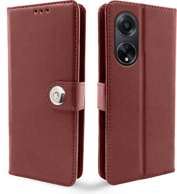 Pikkme Flip Cover for Oppo F23 5G, Oppo A1 5G, Oppo A98(Brown, Cases with Holder, Pack of: 1)