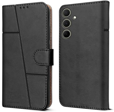 spaziogold Flip Cover for Samsung Galaxy A35 5G(Premium Leather Material | Built-in Stand | Card Slots and Wallet)(Black, Dual Protection, Pack of: 1)