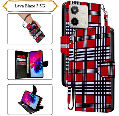 Asmart Flip Cover for Lava Blaze 3 5G(Red, Pack of: 1)