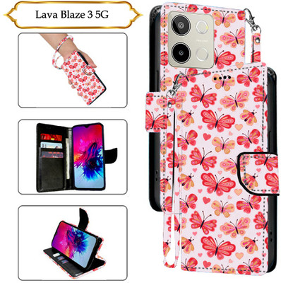 Asmart Flip Cover for Lava Blaze 3 5G(Red, Pack of: 1)