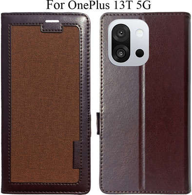 MAXSHOPY Flip Cover for OnePlus 13T 5G(Brown, Magnetic Case)