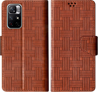 SBMS Flip Cover for Redmi Note 11T 5G / Poco M4 Pro 5G(Brown, Shock Proof, Pack of: 1)