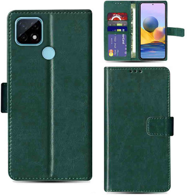 Kalua Mall Flip Cover for REALME C21 mobile flip cover | Realme RMX3201 mobile flip cover | Green(Green, Magnetic Case, Pack of: 1)