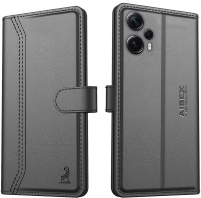 AIBEX Flip Cover for Poco F5 5G|Vegan PU Leather |Foldable Stand & Pocket |Magnetic Closure(Black, Cases with Holder, Pack of: 1)