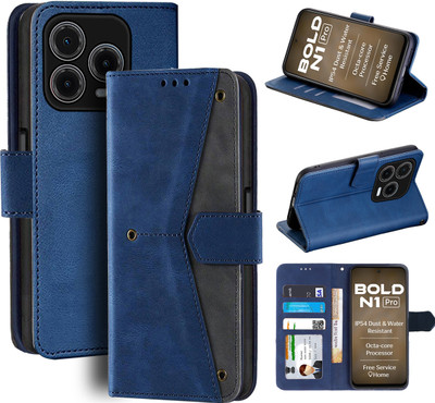 Unistuff Flip Cover for Lava Bold N1 Pro(Blue, Camera Bump Protector, Pack of: 1)