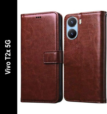 Casotec Flip Cover for Vivo T2x 5G(Brown, Pack of: 1)