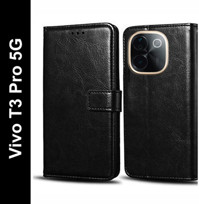 Wynhard Flip Cover for Vivo T3 Pro 5G(Black, Grip Case, Pack of: 1)