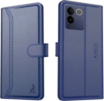AIBEX Flip Cover for Vivo T2 Pro 5G / IQOO Z7 Pro 5G| Premium Leather Finish | Magnetic Closure | Kickstand(Blue, Magnetic Case, Pack of: 1)