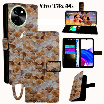 Mxkart Flip Cover for Vivo T3X 5G(Yellow, Pack of: 1)