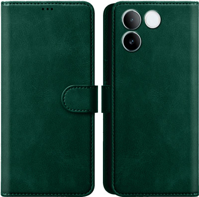 PikTrue Flip Cover for IQOO Z7 Pro 5G |Vegan PU Leather |Foldable Stand & Pocket |Magnetic Closure(Green, Dual Protection, Pack of: 1)