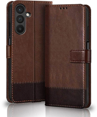 SESS XUSIVE Flip Cover for Samsung Galaxy M35 5G -Dual-Color Leather Finish Wallet - Brown & Coffee(Brown, Dual Protection)