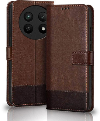 SESS XUSIVE Flip Cover for Realme 12 5G / Realme 12X 5G -Dual-Color Leather Finish Wallet - Coffee & Brown(Brown, Dual Protection)