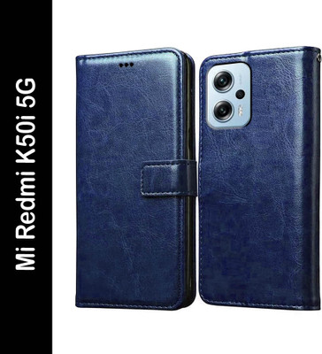 Casotec Flip Cover for Mi Redmi K50i 5G(Blue, Pack of: 1)