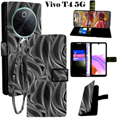 Shanno Entarprises Flip Cover for Vivo T4 5G(Black, Pack of: 1)