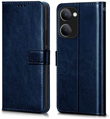 WOW Imagine Flip Cover for iQOO Z9 Lite 5G, Vivo T3 Lite 5G (Flexible | Leather Finish | Card Pockets Wallet & Stand |(Blue, Magnetic Case, Pack of: 1)