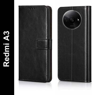 Cockcrow Flip Cover for Redmi A3, Redmi A3 2024(Black, Shock Proof, Pack of: 1)