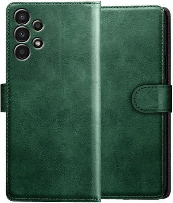 Xester Flip Cover for SAMSUNG A73 5G |Vegan PU Leather |Foldable Stand & Pocket |Magnetic Closure(Green, Dual Protection, Pack of: 1)