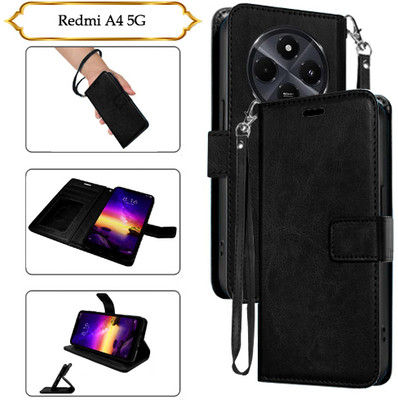 PARGO Flip Cover for Redmi A4 5G(Black, Pack of: 1)