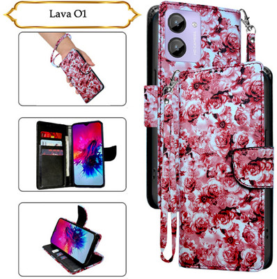 SALGO Flip Cover for Lava O1(Red, Pack of: 1)