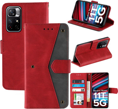 Autofocus Flip Cover for Redmi Note 11T 5G(Red, Camera Bump Protector, Pack of: 1)
