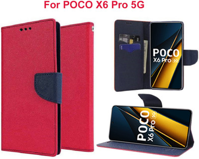 Carnage Flip Cover for POCO X6 Pro 5G(Pink, Cases with Holder, Pack of: 1)