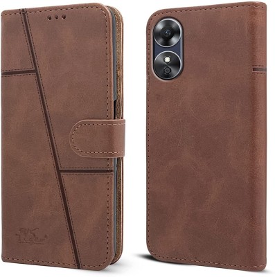 YoZoo Flip Cover for Oppo A58 5G / Oppo A78 5G|Vegan PU Leather |Foldable Stand & Pocket(Brown, Dual Protection, Pack of: 1)