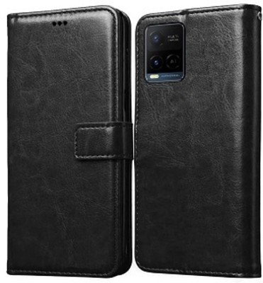 AKSP Flip Cover for Vivo Y21 (2021) Leather Finish and Card Pockets(Black, Magnetic Case, Pack of: 1)