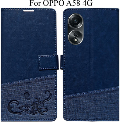 MYSHANZ Flip Cover for Oppo A58 A58 4G(Blue, Magnetic Case, Pack of: 1)