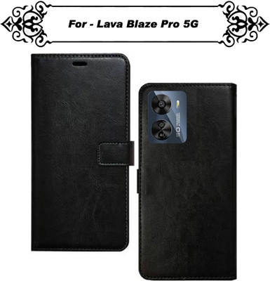 Asmart Flip Cover for Lava Blaze Pro 5G(Black, Pack of: 1)
