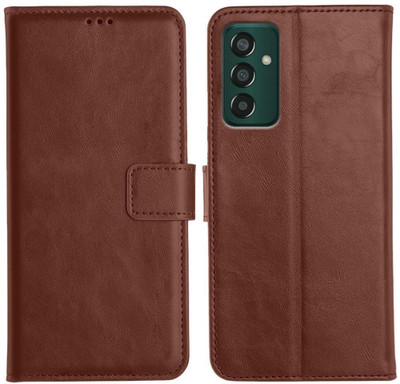 Coverphone Flip Cover for Samsung Galaxy F13 leather flip (Brown, Shock Proof, Pack of: 1)(Brown, Cases with Holder)