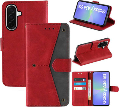 Aaghosh Flip Cover for Samsung Galaxy A36 5G, Samsung Galaxy A56 5G(Red, Shock Proof, Pack of: 1)